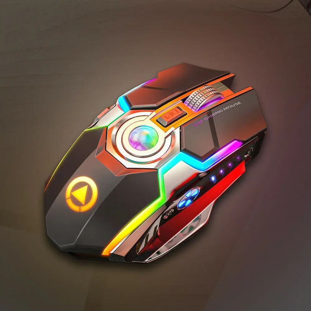 

Wireless Mouse Gaming Silent Laser Optical 2.4GHz Game USB Rechargeable Laptop