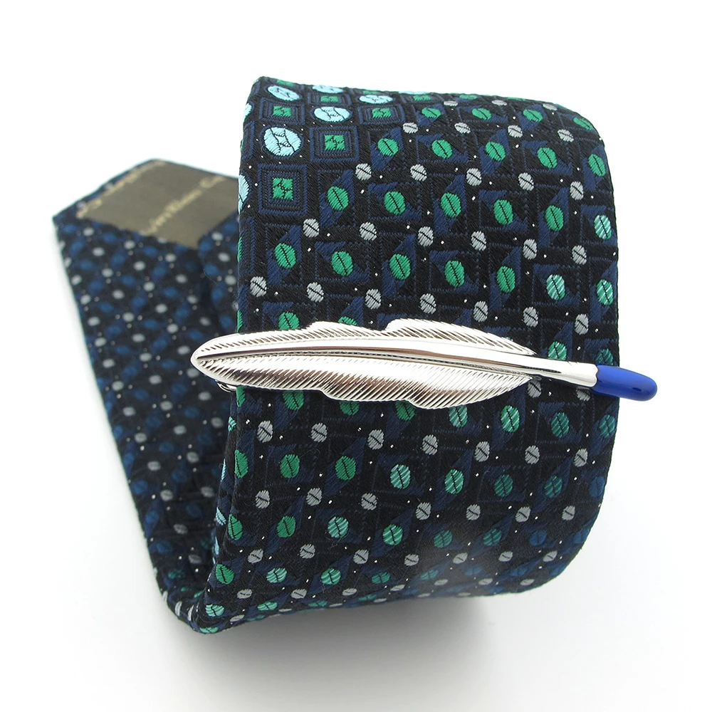 Мужская перо зажимы для галстука качества латунь Материал серебро Цвет модные