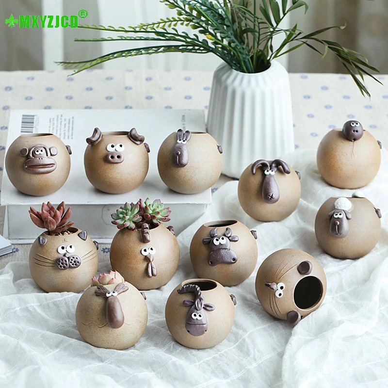Керамический цветочный горшок со знаками Зодиака круглое украшение скульптура в