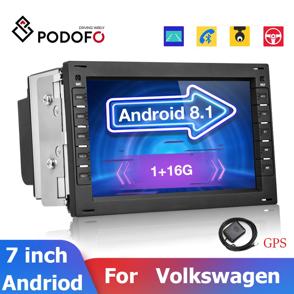 Автомобильный мультимедийный плеер Podofo 2 Din Android 8 1 сенсорный экран 7 дюймов GPS