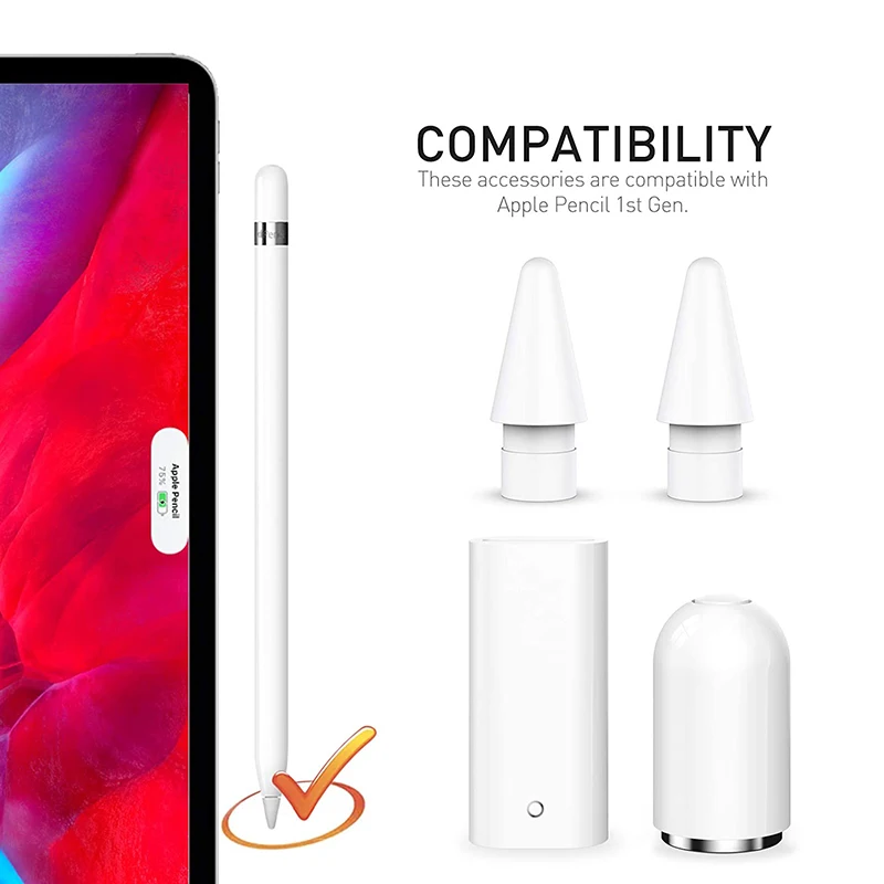 

for Apple Pencil 1 Magnetic Replacement Caps + Charging Adapter for Apple Pencil 1st Protector Cap and Charger Convertor