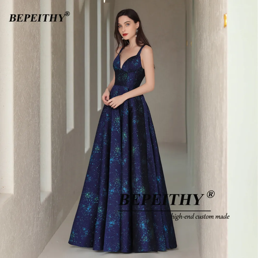 

BEPEITHY A-Line Sleeveless Long Evening Dress V Neck Vestidos De Fiesta Floor Length Vintage Prom Gown Party For Women 2021 New