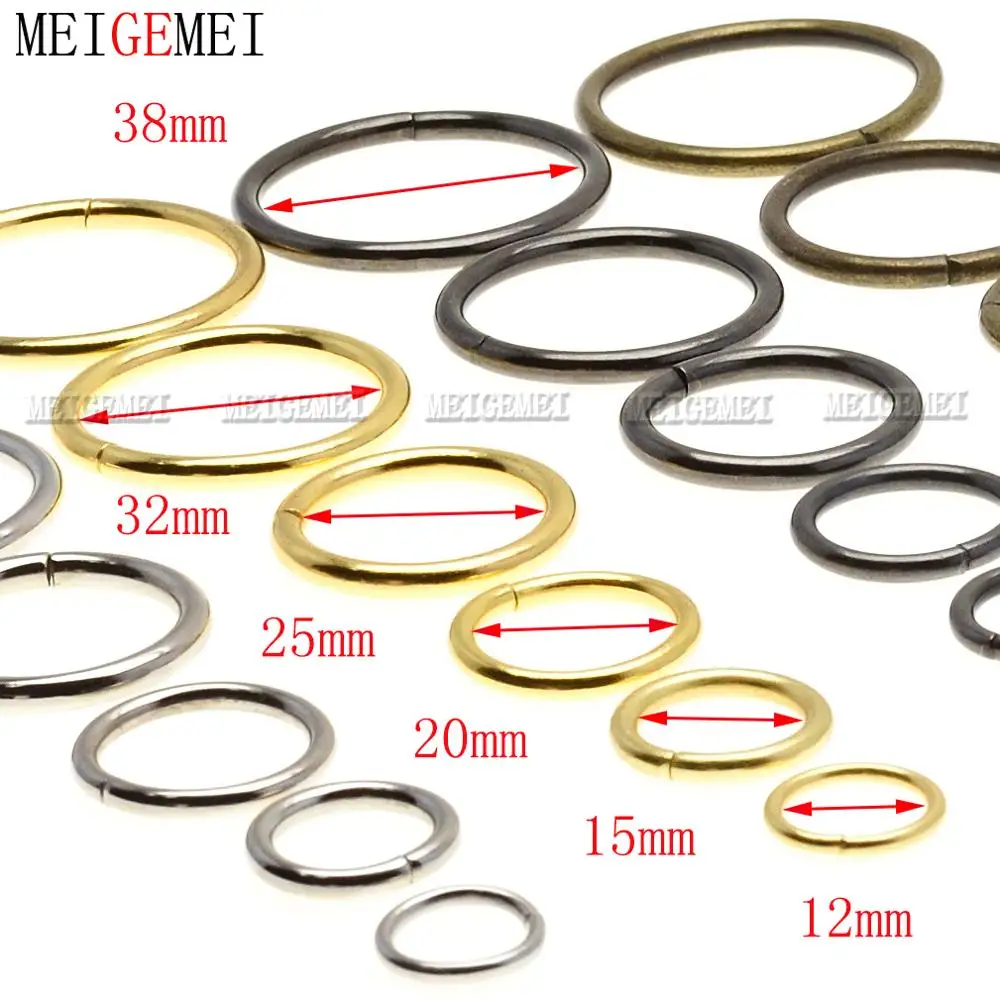 

5pcs 12mm/15mm/20mm/25mm/32mm/38mm O rings Metal Non Welded Nickel Plated Collars Round Loops Belt Buckle Package Accessorie