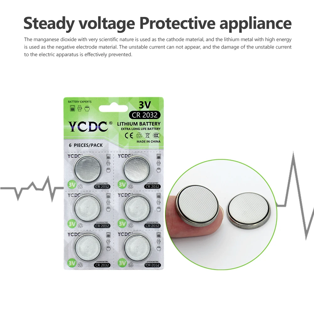 6pcs YCDC original Lithium Battery cr2032 3v button cell coin batteries for watch computer remote control cr 2032 DL2032 5004LC |