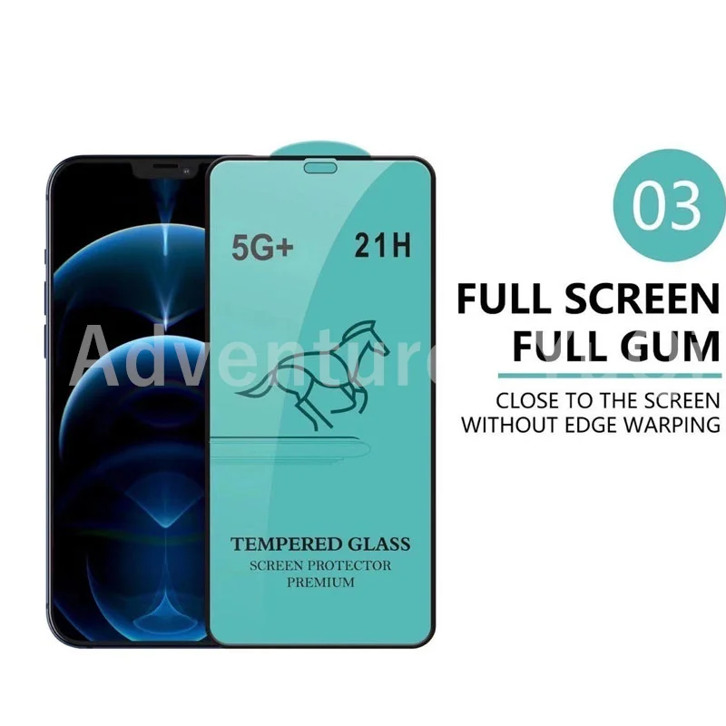 Ceny 25 Sztuk 21H Pełne Szkło Hartowane Dla IPhone 13 12 11 Pro XS Max Mini X XR 6s 7 8 Plus SWIFT Koń Ochraniacz Ekranu