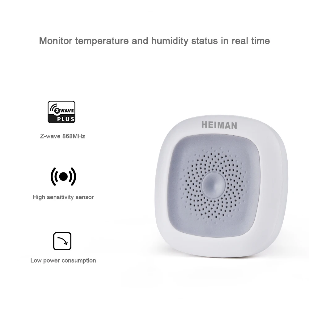 HEIMAN 4pcs Z-wave Temperature &amp Humidity sensor temp monitoring moisture Z wave 868MHz fire alarm smart heat detector - купить по