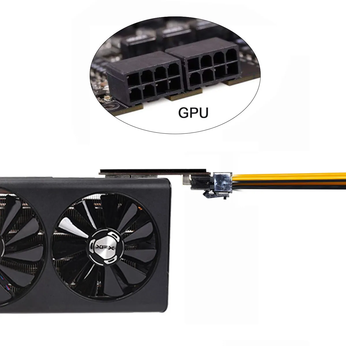 Адаптер питания Zihan Dual ATX 8pin Female to 6 + Male 180 градусов под углом для видеокарты NVIDIA 3080