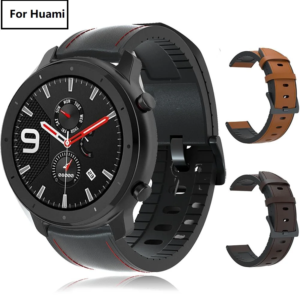 Кожаный ремешок для часов GTR 47 мм браслет Xiaomi Huami Amazfit PACE/Stratos 2 2S 3 Samsung Gear S3