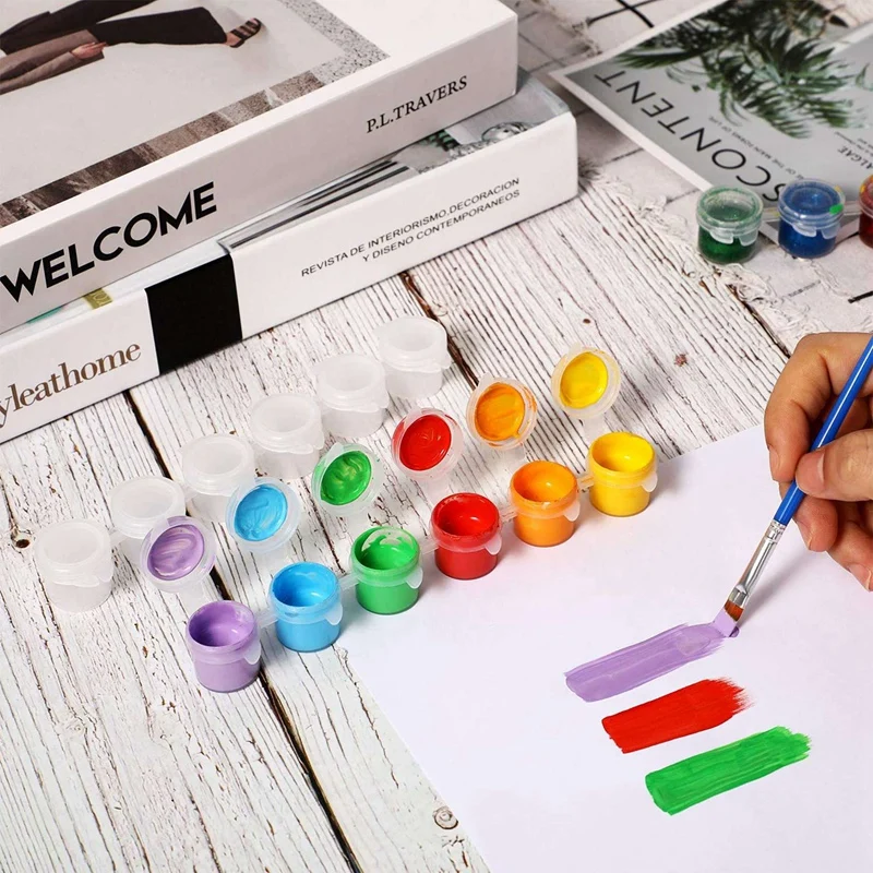 

24 Strips 5Ml Empty Paint Strips Paint Cup Pots with 304 Stainless Steel Circular Drawing Tool