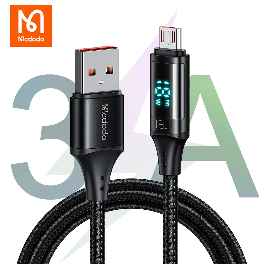 

Кабель зарядный Mcdodo Micro USB, 3 а, с цифровым дисплеем