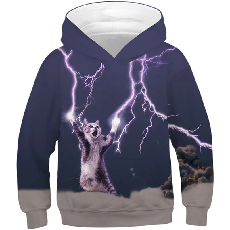 Толстовка с капюшоном для мальчиков и девочек объемным рисунком молнии грома