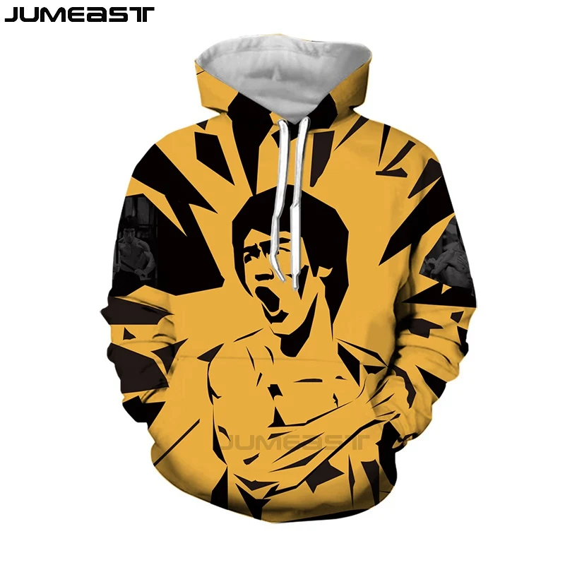 Jumeast Men Women 3D Sweatshirt Chinese Superstar Bruce Lee Oversized Coat Casual Jacket Pullover Fashion Spring Autumn Hoodies