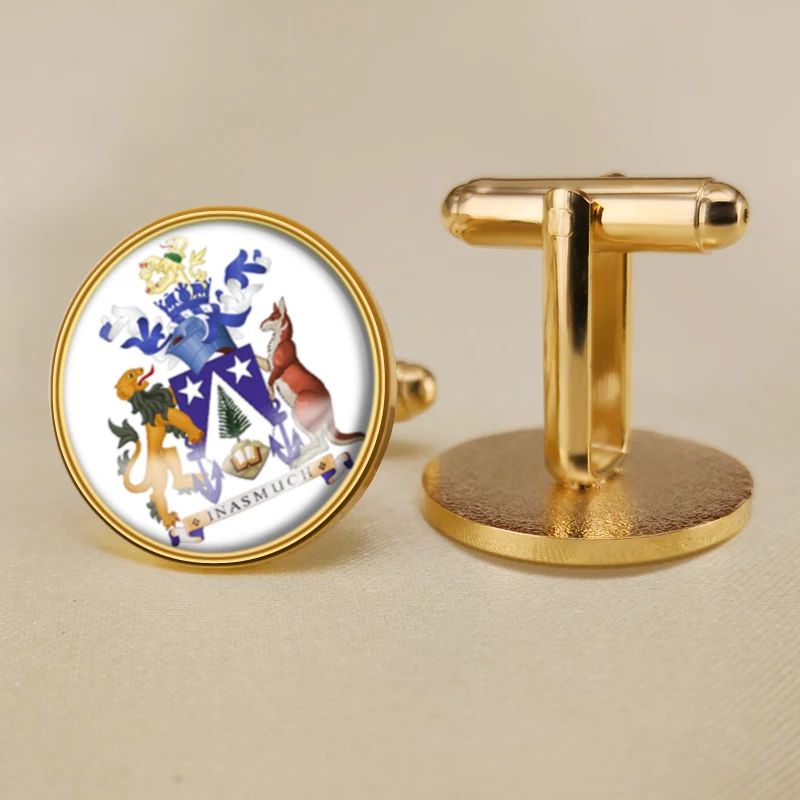 Запонки герб острова Норфолк с флагом и государственной эмблемой|Зажимы для
