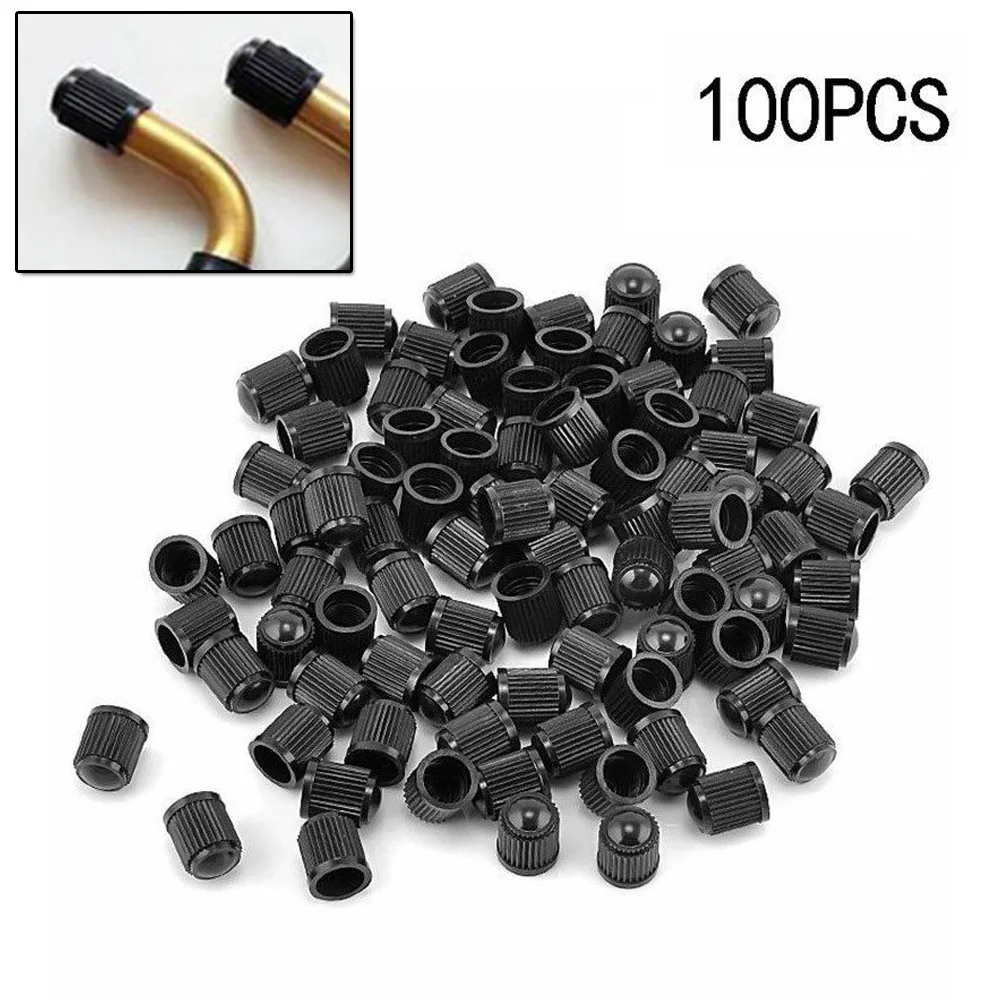 

100pcs Black Plastic Tire Valve Stem Cap Auto Car Bike Motorcycle Truck Wheel Tire Valve Stem Cap Car Wheel Cap On The Nipple