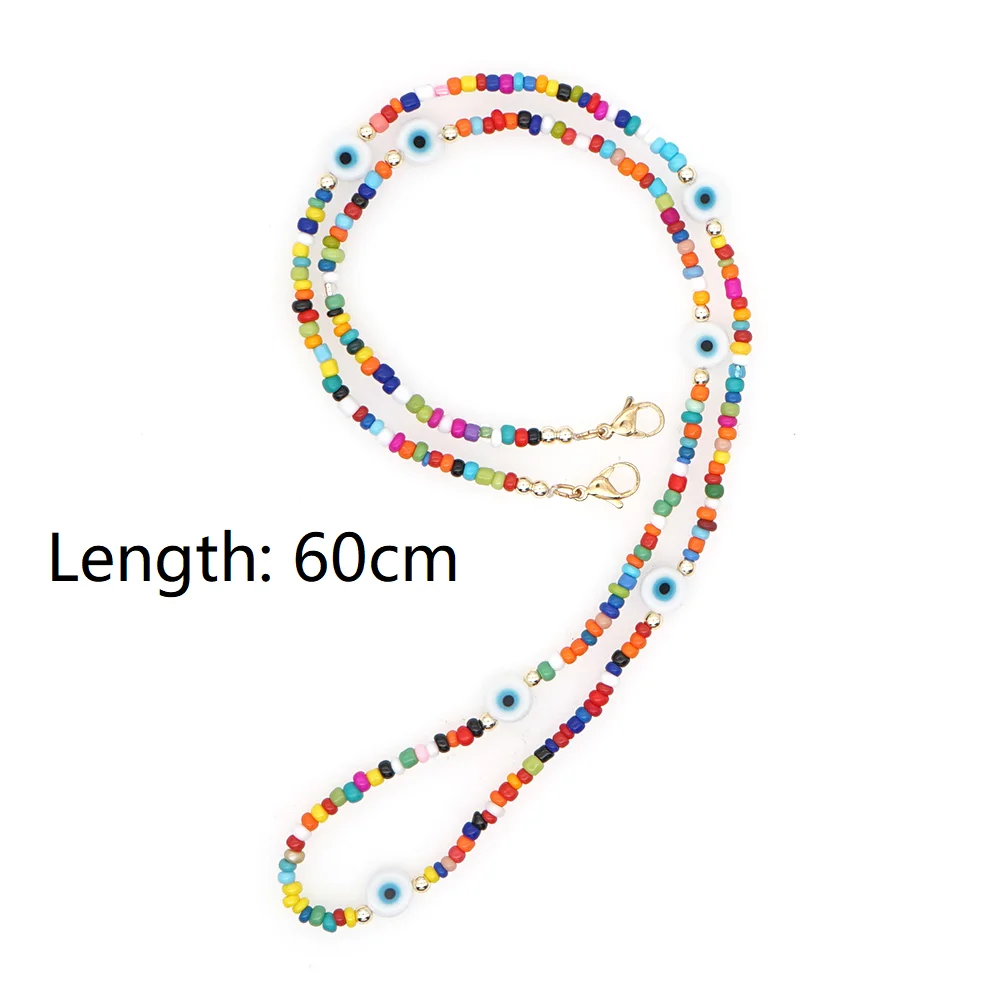 

Shinus Sunglasses Chain Women Jewelry Turkish Evil Eye Beaded Necklace Trendy Bohemian Beads Necklaces Chains For Mask Holder