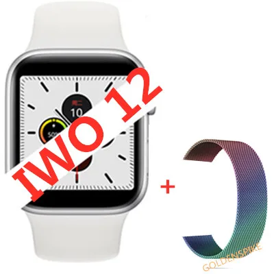 add steel strap Часы 5 IWO 12, умные часы с Bluetooth, 1:1 40 мм, 44 мм, умные часы для женщин и мужчин, для iOS, Apple, iphone X, Android phone, PK IWO 11/10 - Color: add steel strap