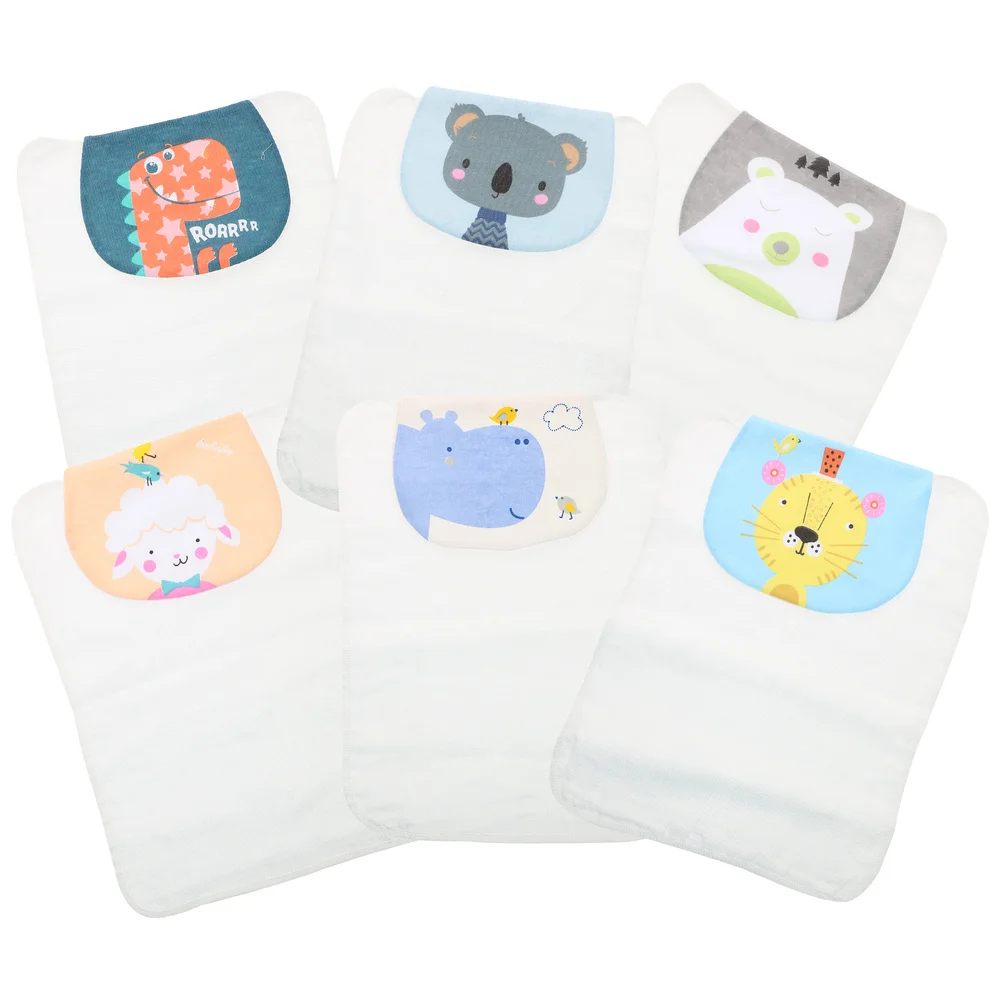 

6pcs Animal Theme Baby Sweat Absorbent Towels Cartoon Infant Back Towels