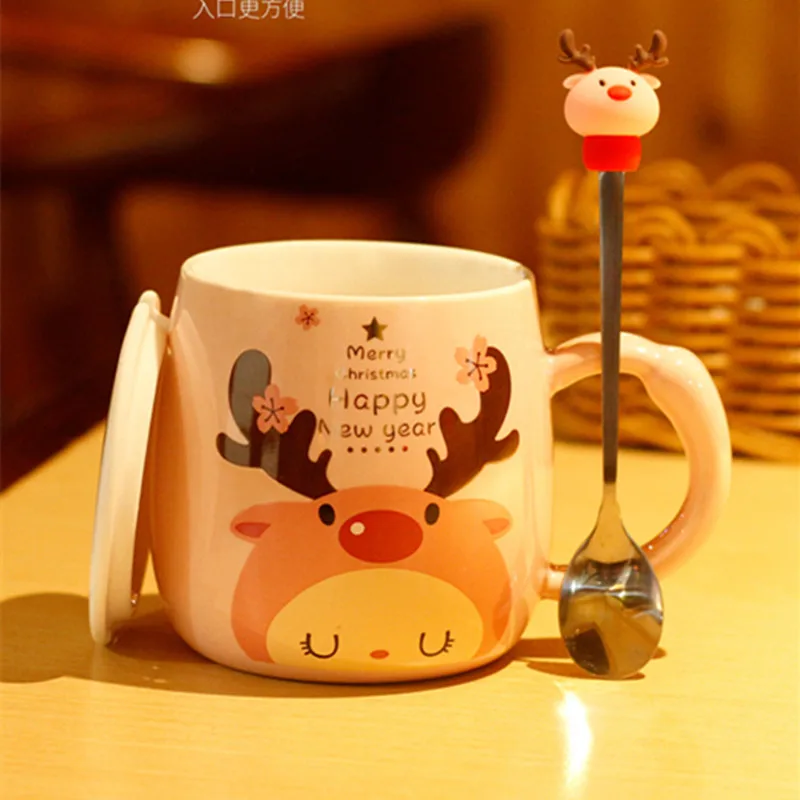 350 мл Керамика Кружка Творческий Кофе чашка с крышкой и ложкой Чай молоко чашки