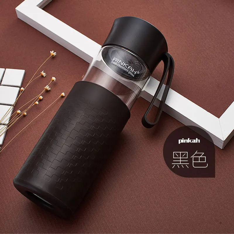 Стеклянная бутылка для воды Pinkah без бисфенола Высокая боросиликатная стеклянная