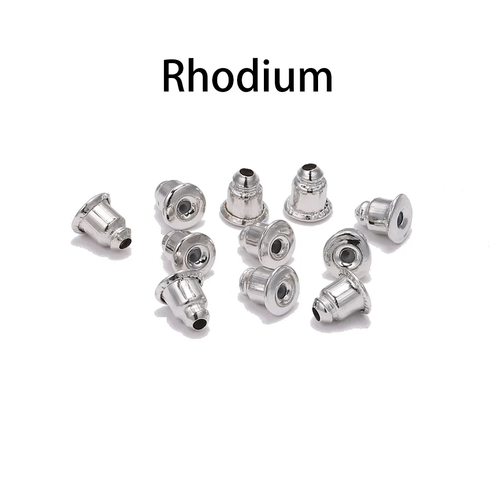 Rhodium 5*6 мм, 200 шт, серьги-шпильки, фиксаторы, прокрутки для ушей, сделай сам, закрытые колпачки, серьги, задние фиксаторы, аксессуары для ушей - Цвет: Rhodium