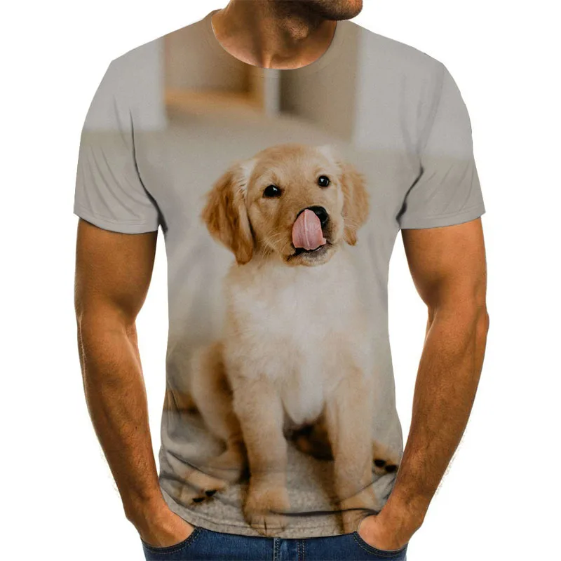 

2021 new boy T-shirt 3D printed short-sleeved personalized top with animal cute pet dog pattern