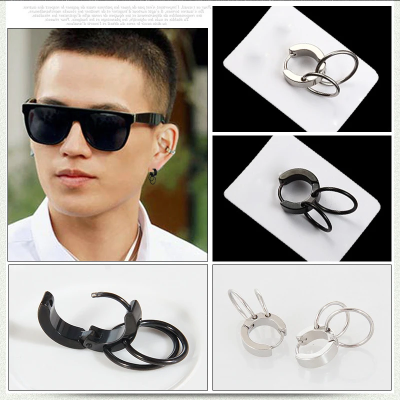 

oulai777 women\x27s earring stainless steel women earring fashion jewelry 2019 personalise Steel color black earrings punk style