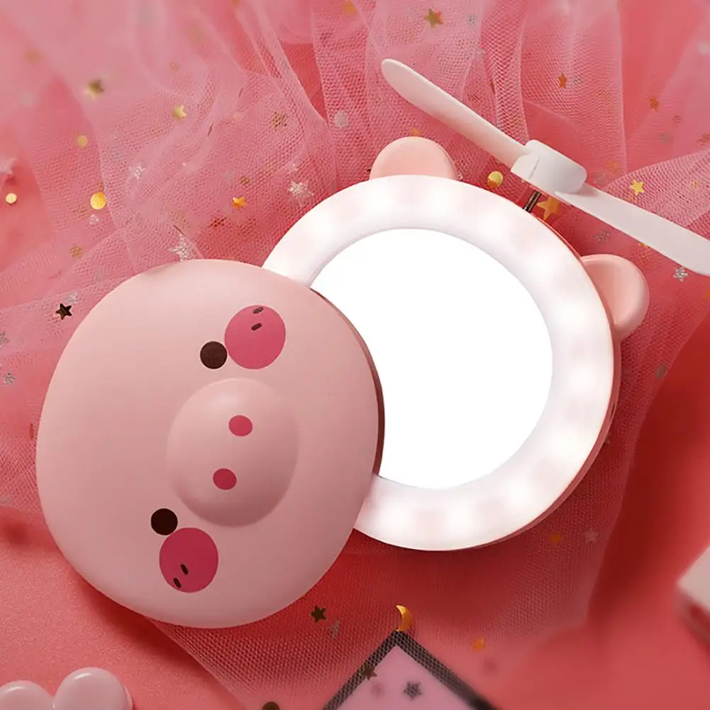 Мини портативное зеркало для макияжа со Свинкой из мультфильма светодиодный USB