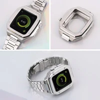 the latest model for apple iwatch series 7 6 se 5 4 3 44 45 42mm luxury stainless steel strap metal modification case bracelet