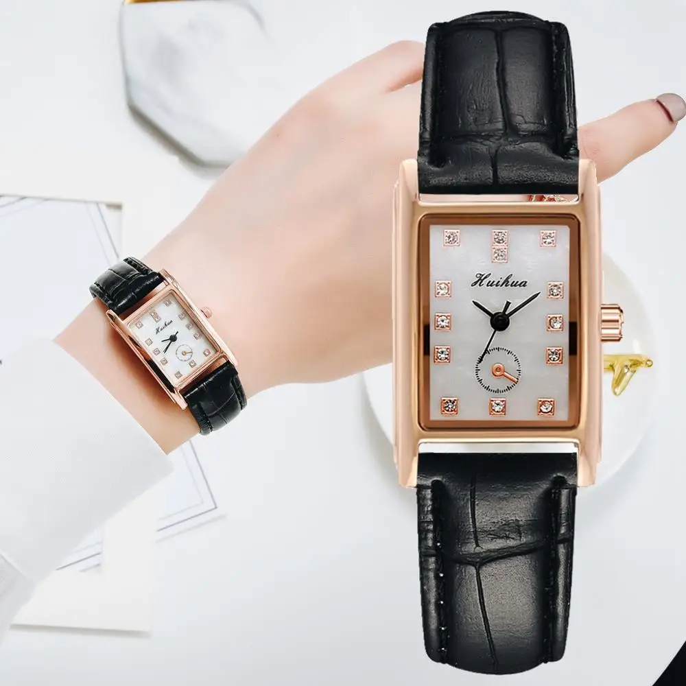 

Fashion Square Dial Black Leather Quartz Watches For Women Casual Business Sports Dress Clock Ladies Wrist Watch Relogio