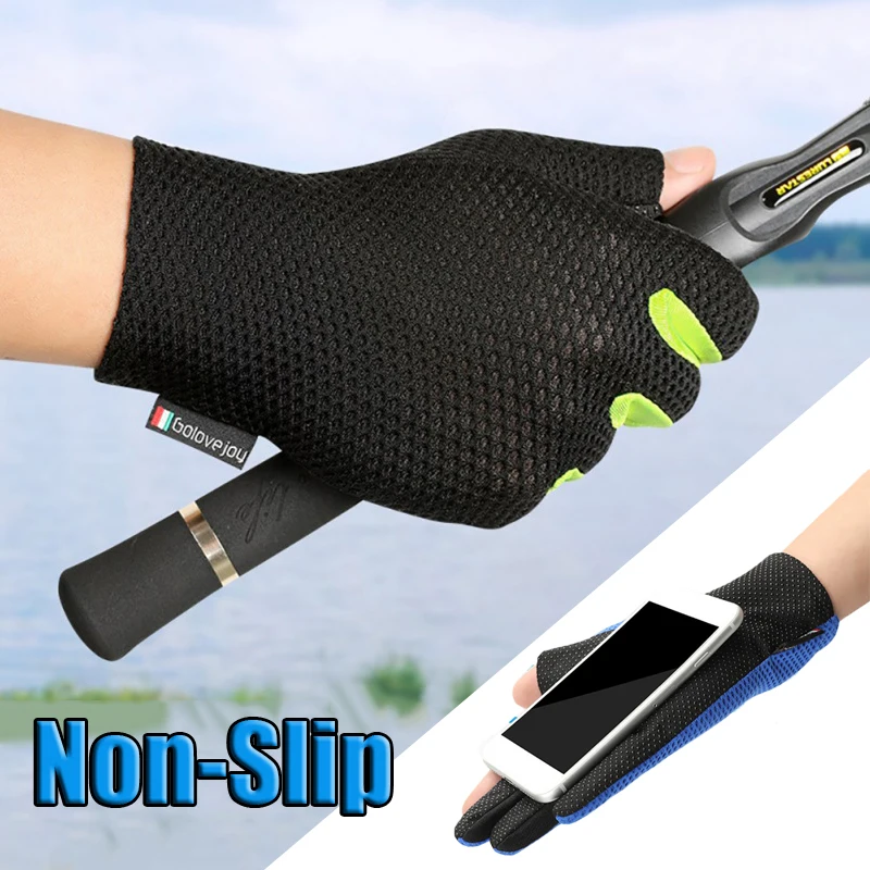 

Super Non-Slip Sports Fishing Gloves Touch Screen Summer Anti-skid Fingerless Gloves for Outdoor Hiking Biking Kayaking Tackle