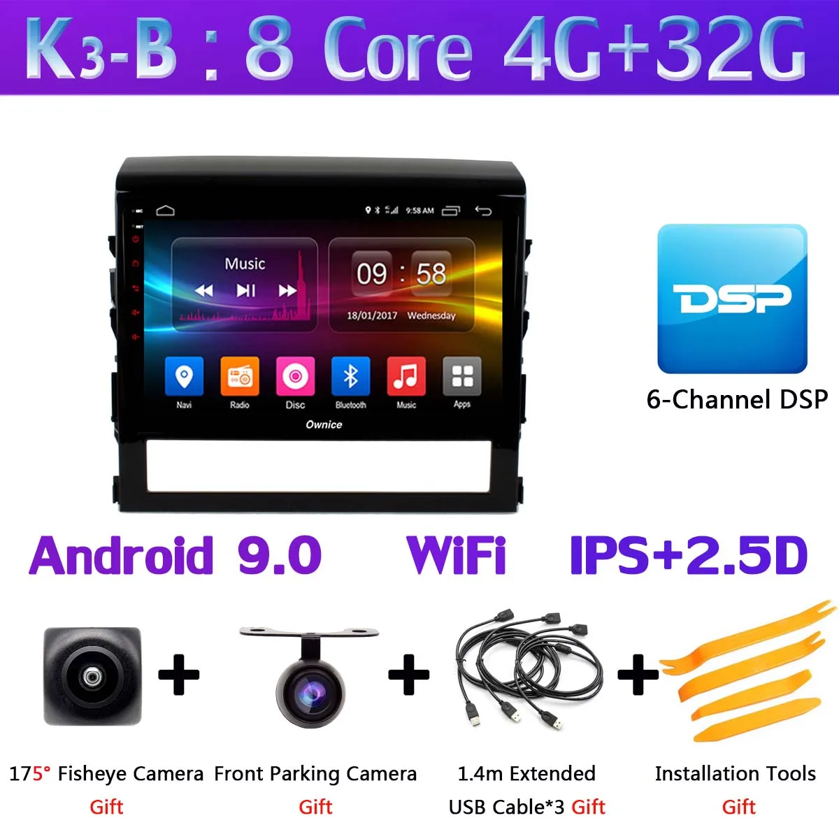 K3-B 360 ° 4* AHD камера Восьмиядерный Android 9,0 4G+ 64G SPDIF DSP CarPlay Автомобильный плеер для Toyota Land Cruiser 11 200- gps радио - Цвет: K3-B