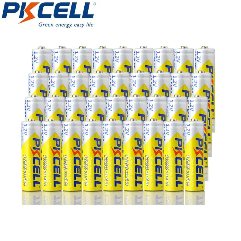 

36Pcs PKCELL AA Rechargeable Battery 1300mah 1.2v NIMH Battery 100% Real Capacity For Digital Camera, flashlight