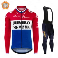 jumbo visma mens winter warm fleece jersey suit racing bicycle jersey 2021 bicycle jersey mens winter cycling clothes