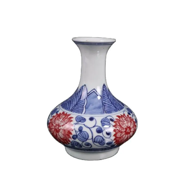 

Chinese Old Porcelain Blue And White Underglaze Red Lotus Vase