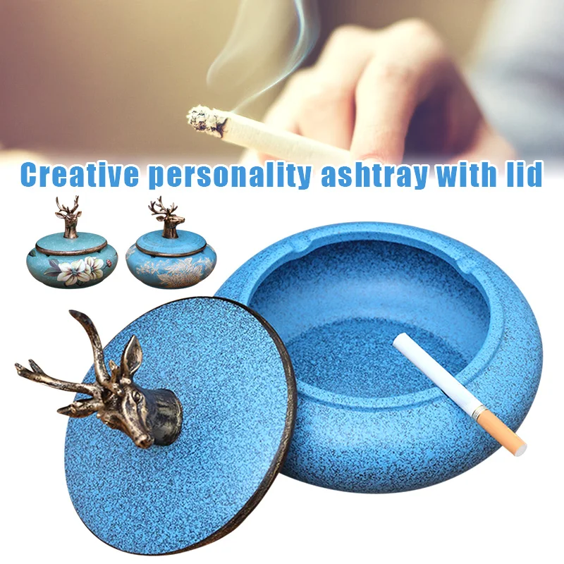 

Ashtray with Lids Cigarettes Ashtray for Indoor or Outdoor Use for Smokers Desktop Ash Tray for Home Office Decoration FAS6