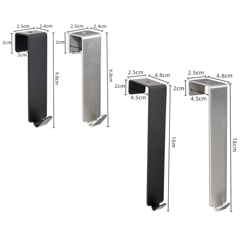 stainless steel door hook black sliver modern bathroom robe hooks coat towel hanging for cabinet kitchen hardware 4 pcs lot free global shipping