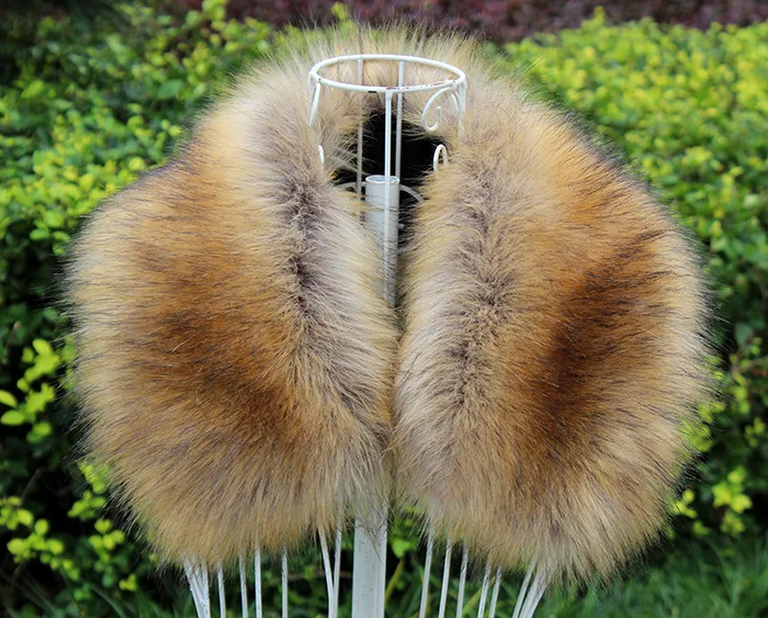 Женский шарф из искусственной кожи и меха с воротником енота теплая шаль