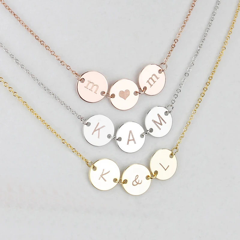 Индивидуально выгравироанные надписи на Начальная буква сердце монета Цепочки и ожерелья для мамы Семья дерево Цепочки и ожерелья Нержаве...