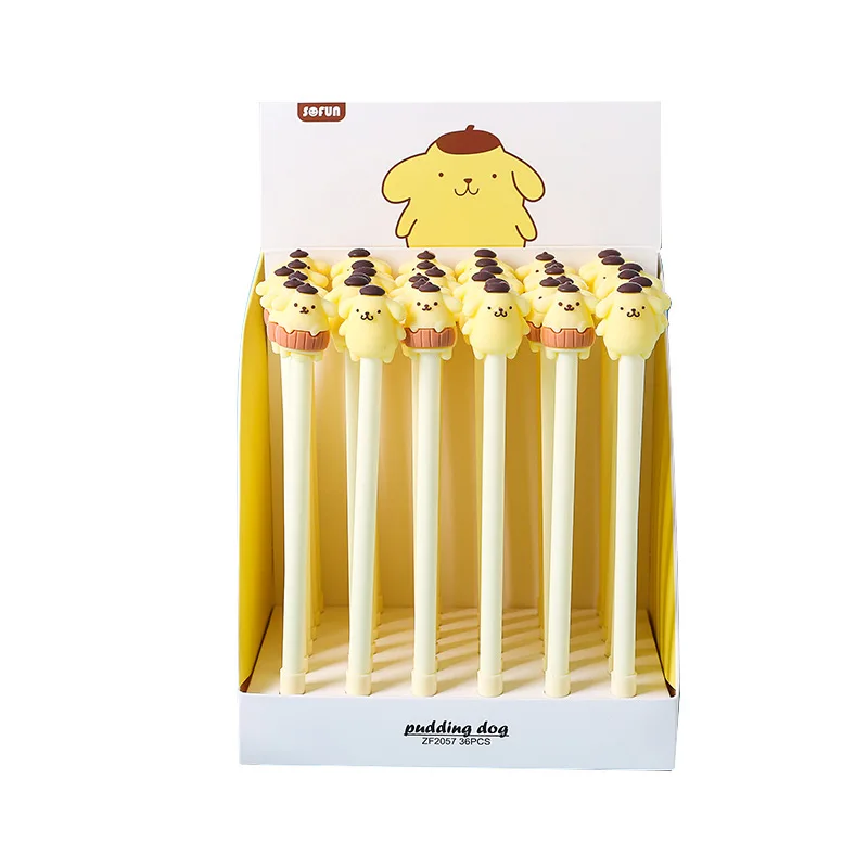 

36 pcs/lot Pudding dog Gel Pens kawaii 0.5mm black ink Signature pen Promotional Stationery gift School Office Supplies