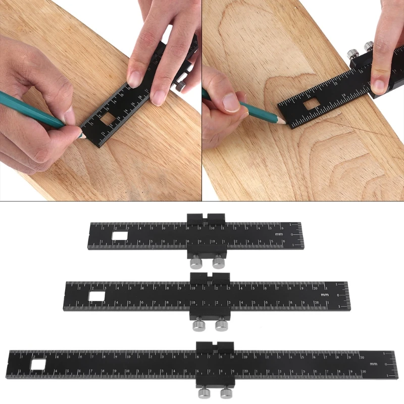 

6/8/12 Inch T Type Woodworking Marking Rule Precision for Marking Positioning Scribing Line Ruler Gauge