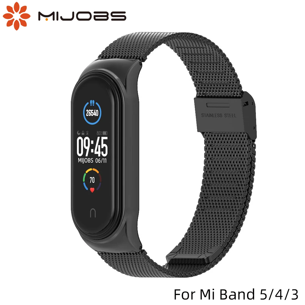 Ремешок Mi Band 5 для браслета Xiaomi 4 3 NFC металлическая нержавеющая сталь глобальная