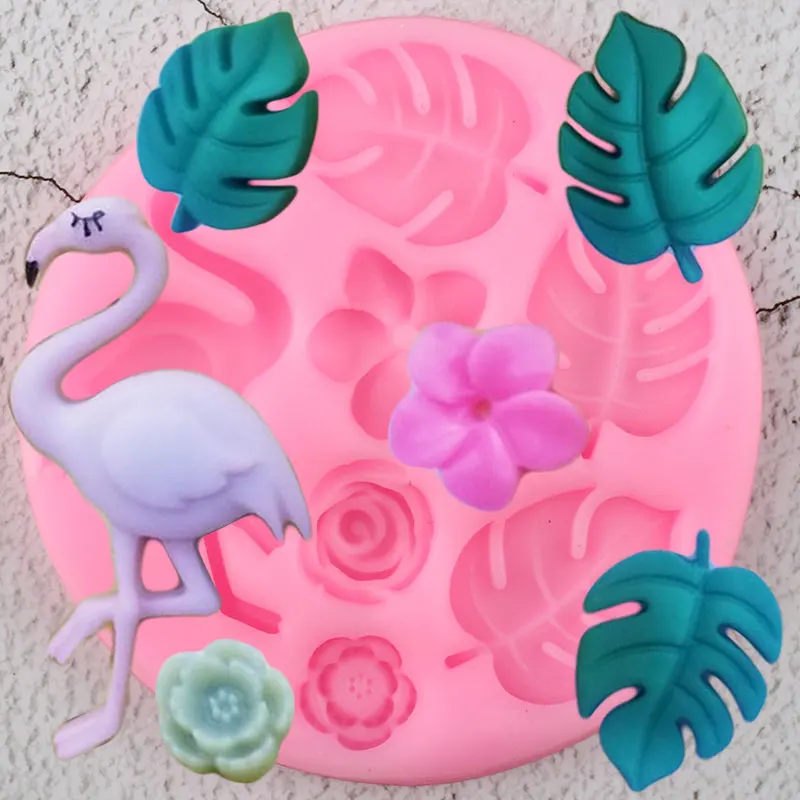 3D птицы фламинго силиконовые формы DIY Детские вечерние черепахи лист Роза