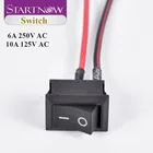 Переключатель включениявыключения SPST 6A250V 10A125V AC лодка кулисный переключатель с проводом 2 контакта черный кнопочный переключатель для электронных деталей DIY