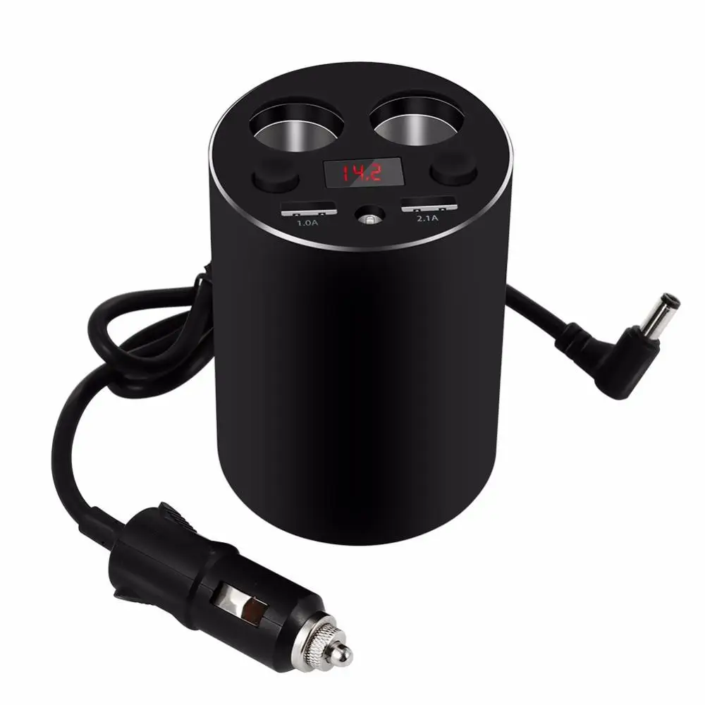 Car Charger Dual USB Port Cup with Double 80W Cigarette Lighter Output LED Display | Мобильные телефоны и аксессуары