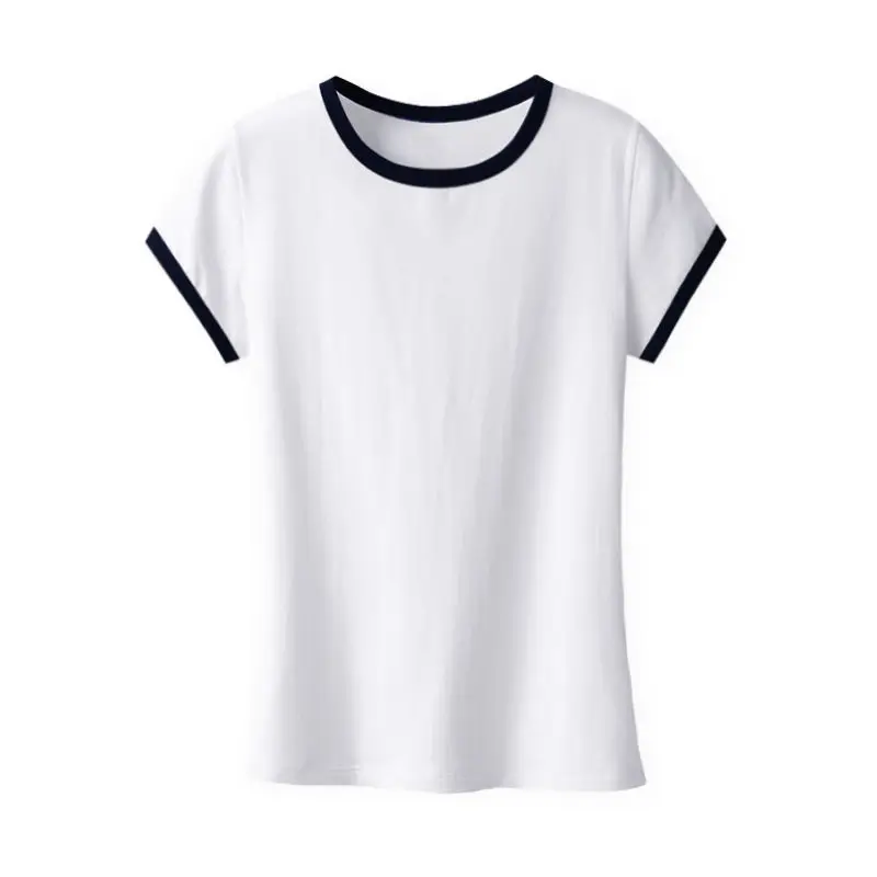 

White T-shirt women's short sleeve 2020 new stitching ins base shirt pure cotton slim TOP LARGE T-SHIRT