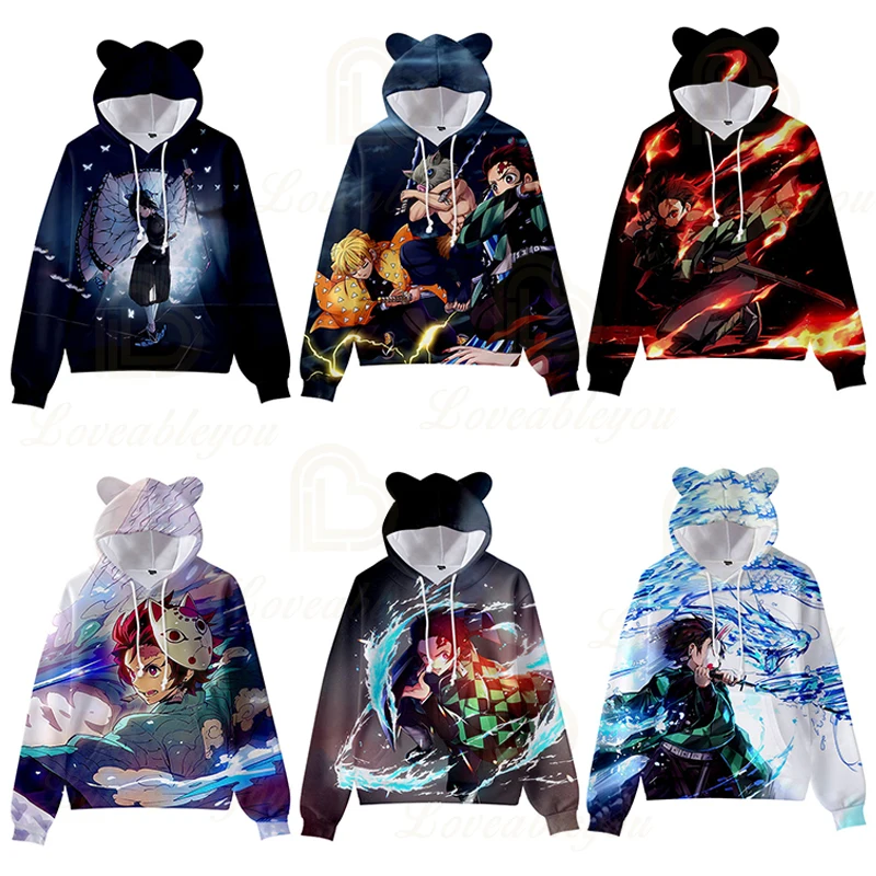 

Толстовка с капюшоном для мальчиков и девочек, милый свитшот с длинным рукавом и кошачьими ушками для мужчин и женщин, уличная одежда, пулов...