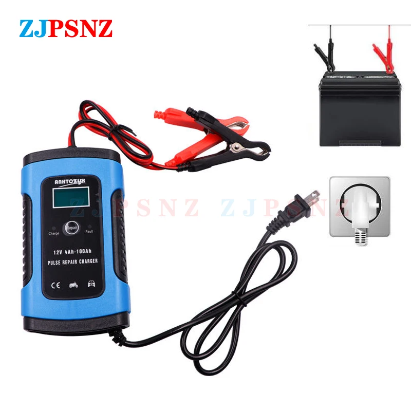 

Automatic Car Battery Charger Intelligent Repair Type 12V6A Fast Power Charging Wet Dry Lead Acid Digital LCD Display EU/US Plug