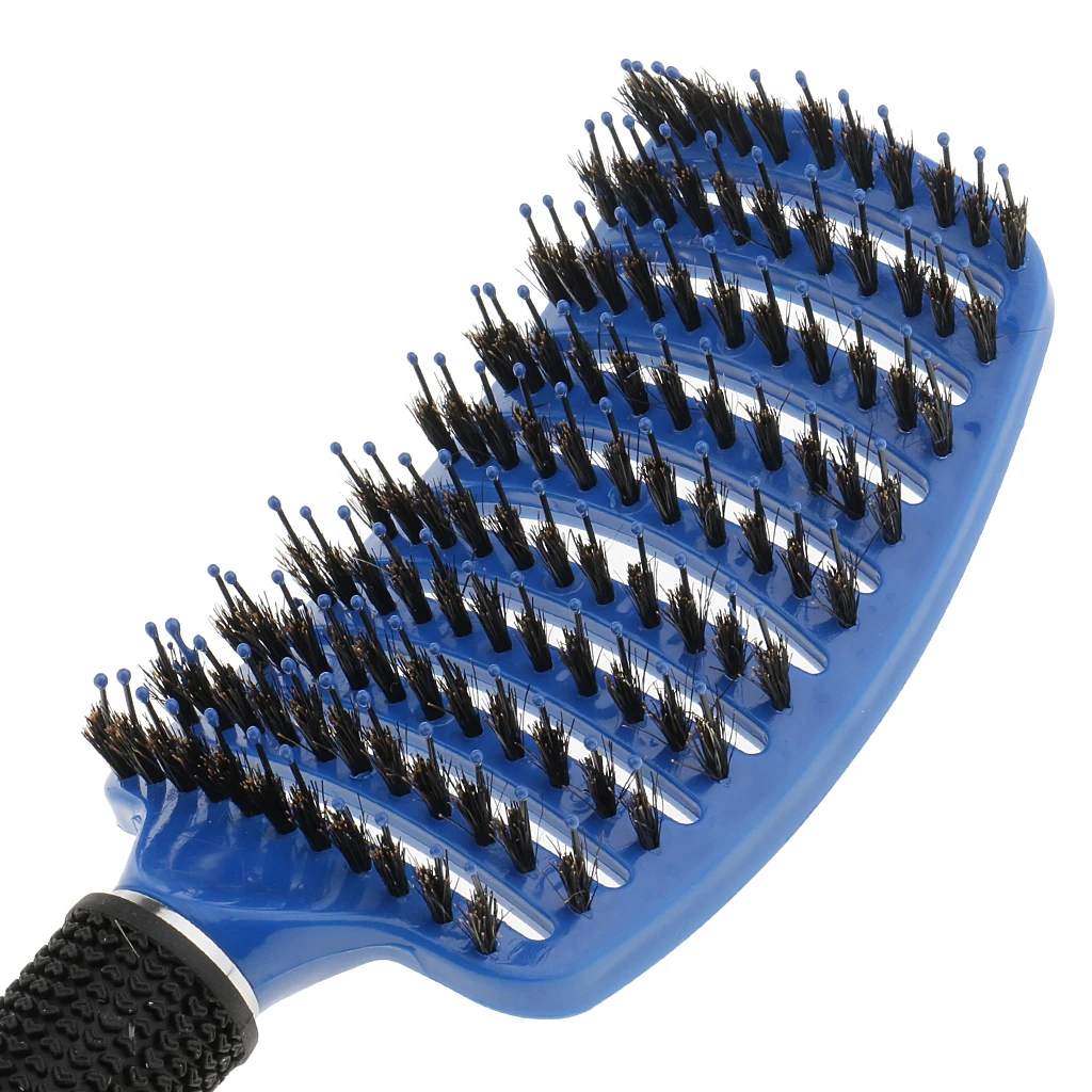 

Paddle Detangling Hair Brush Curved Vented Nylon Bristle Pins Hairbrush Comb