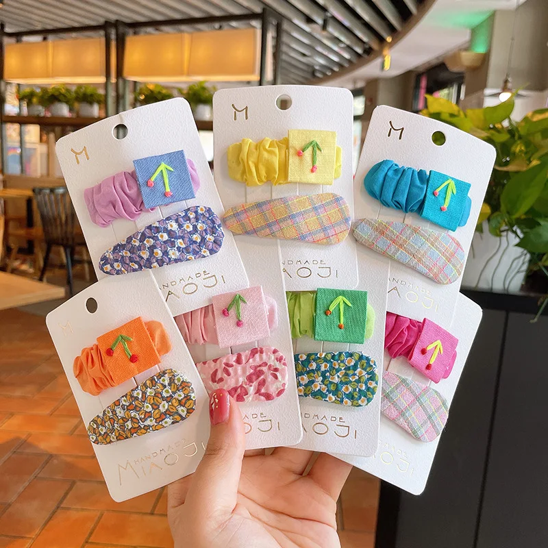 

1 Set Baby Girl Floral Fabric Plaid Hair Clip Girl Baby Hair Pins Kids Hair Accessories