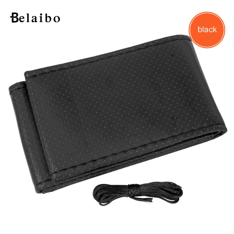 Чехол на рулевое колесо из кожи для Jeep Wrangler Citroen C3 Scirocco Renault Laguna 2 Ford Focus Passat B7 Volvo XC60.